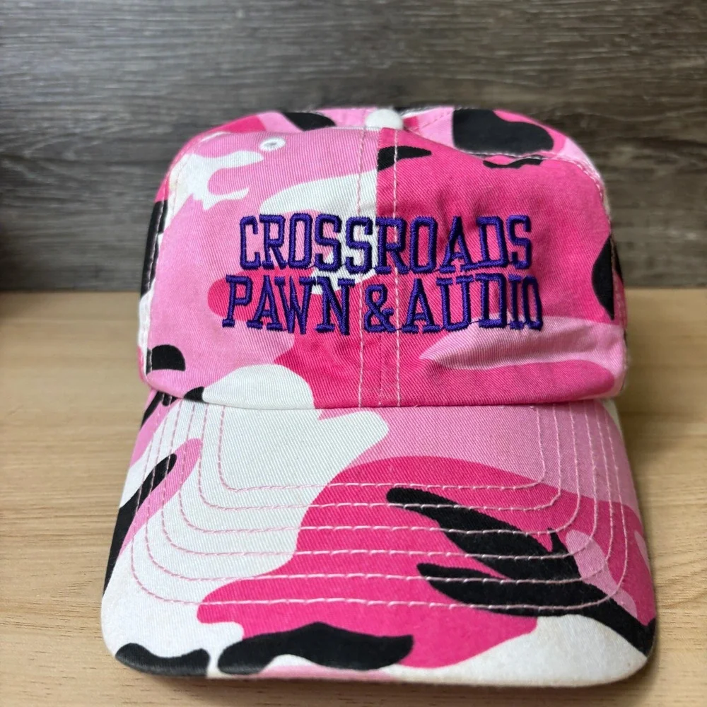 Crossroads Pawn & Audio Hat Cap Strap Back Womens Pink‎ Camo Camouflage